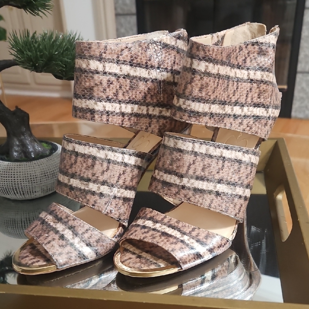 Jessica Simpson Textured Brown Strappy Heels